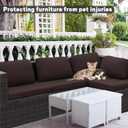 8Pcs Outdoor Cushion Covers, Patio Cushion Covers,Stretch Elastic Slipcovers, Replacement Washable Furniture Protector for Patio Couch,Thick Jacquard Textured Twill Fabric(Coffee,Cover Only)