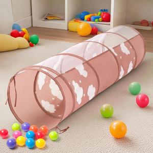 Eterish Kids Play Tunnel Toys for Toddlers, Pop Up Tents for Kids or Pets, Gift for Boy and Girl Play Tunnel Indoor and OutdoorApricot Clouds