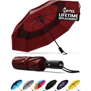 REPEL Windproof Travel Umbrella - Compact & Withstands Winds up to 85MPH , Strongest Premium Auto Folding Umbrella for Rain and Sun - Durable, Light & Portable for Women & Men , Fits Backpack & Cars (Red) REPEL Windproof Travel Umbrella - Compact & Withstands Winds up to 85MPH , Strongest Premium Auto Folding Umbrella for Rain and Sun - Durable, Light & Portable for Women & Men , Fits Backpack & Cars (Red)
