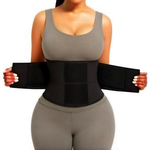 AMZBOSS Waist Trainer for Women Postpartum Belly Band Tummy Control Shapewear Faja Body Shaper Waist Cincher Triple Wrap (Black)