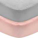 Flannel Crib Sheet 2 Pack, 100% Cotton Flannel, Heavenly Soft Fitted Sheet for Standard Crib (28" X 52") and Toddler Mattresses, Grey&Pink