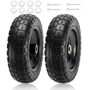 Cenipar 13" Flat-Free Tire and Wheel for 13"Garden Cart Tire Replacement with 5/8" Axle Borehole, 2.1" Offset Hub, 3.15" Wide Tires Used for Wheelbarrow Garden Cart and Trolleys, 2-Pack