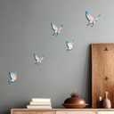 HILIUS Butterfly Wall Decor, 5 Pack 3D Resin Wall Hanging Decorations for Living Room, Bathroom, Bedroom (Blue)