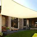 LOVE STORY 8' x 8' Sun Shade Sail Rectangle Sunshade UV Block Patio Shade Sail for Garden Backyard, Butter Cream