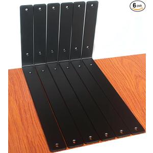 6 Pack  L 14" x H 8" x W1.5, 5mm Thick Black L Shelf Bracket, Iron Shelf Brackets, Metal Shelf Brackets, Floating Shelf, Shelf Supports with Screws
