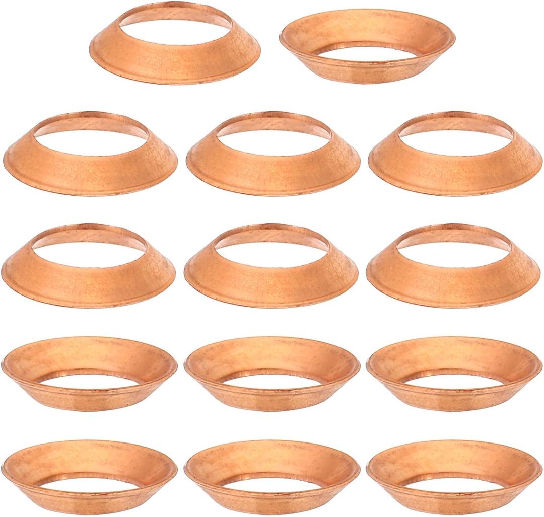PATIKIL Flare Gasket, 10Pcs Fit for 3/8" Tube Size 45 Degree Copper Flared Pipe Fittings for Air Conditioner Refrigeration Accessories