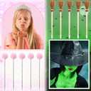 24 Pcs Witch Party Favors Include 12 Witch Broom and 12 Pink Pom Pom Ballpoint Goodie Bags Stuffer Broom Wands for Wizard Halloween Party Decorations Gifts (Creative)