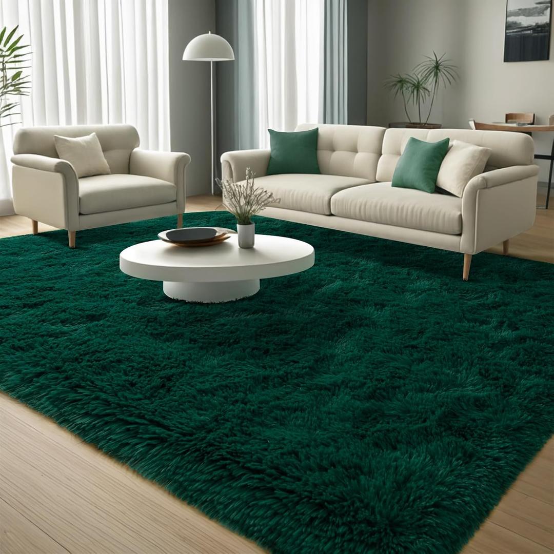 Kelarea Area Rug for Living Room, 5x8 Non-Slip Dark Green Rug Fluffy Soft Shag Rugs, Fuzzy Shaggy Plush Carpet for Bedroom, Nursery Rooms, Home Dorm