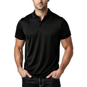 Shirts for Men: Quick Dry Moisture Wicking High Elasticity Convenient Snap Buttons Athleisure Short Sleeve Top. Size M