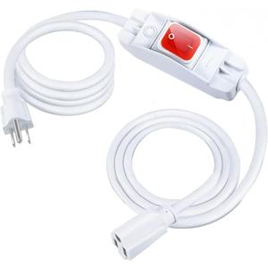 [UL Listed] Fiabtool 13.1FT Extension Cord with Switch, 1250W/10A Heavy Duty 3 Prong Plugs, 18/3 SJT Extension Cord, UL Listed, Indoor/Outdoor Use (White)