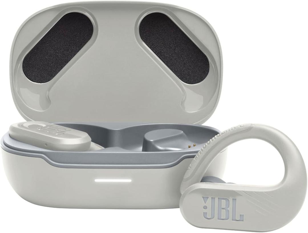 JBL Endurance Peak 3 - Dust and Water Proof (IP68) True Wireless Active Earbuds, JBL Pure Bass Sound, Up to 50 Total Hours of Playback with Speed Charge, Ambient Aware & Talk Thru (White) (Small)