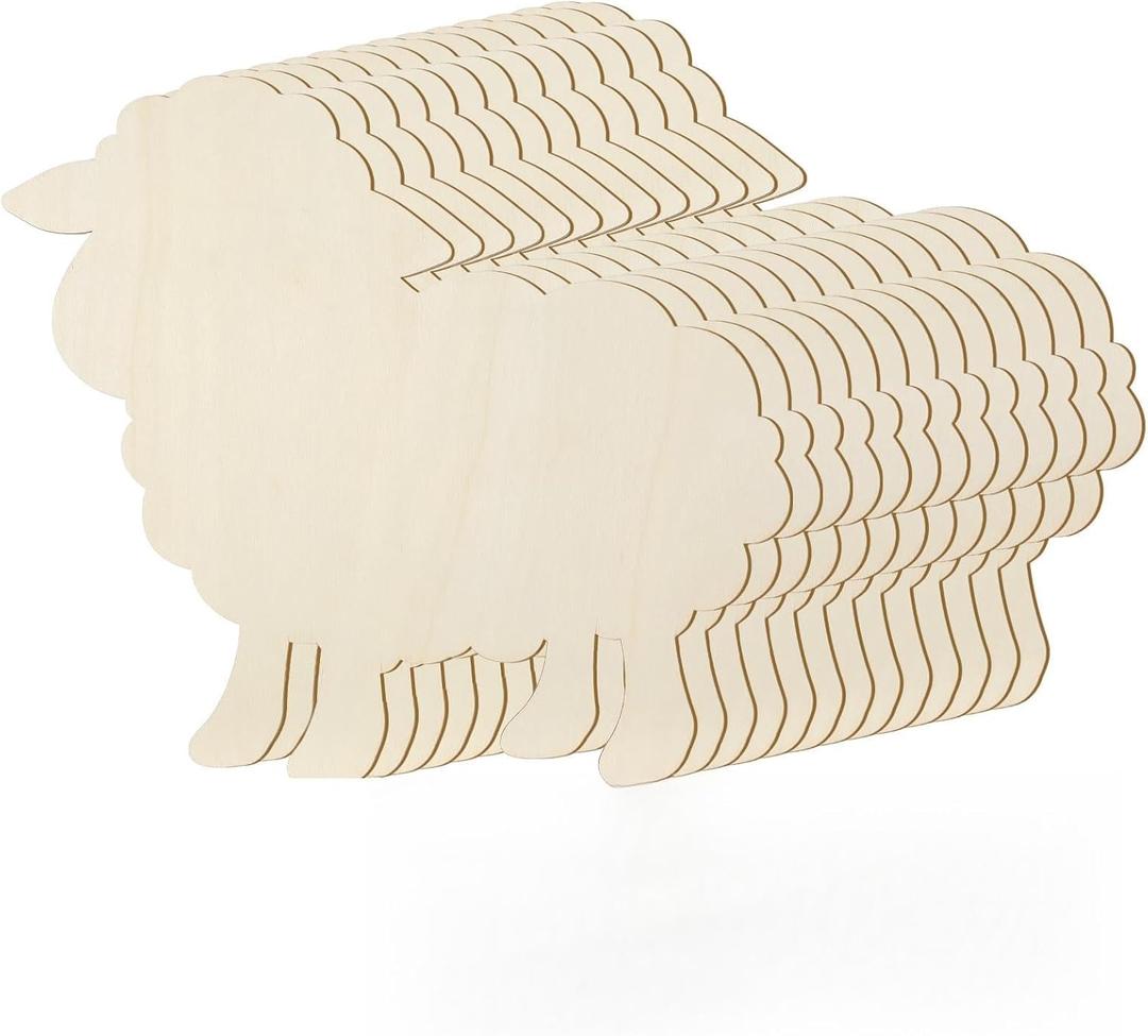 12 Pack 12 Inch Unfinished Wooden Sheep Cutouts Wood Lamb Cutouts for Crafts Natural Blank Wood Slices for Easter DIY Project Painting Home Party Decoration
