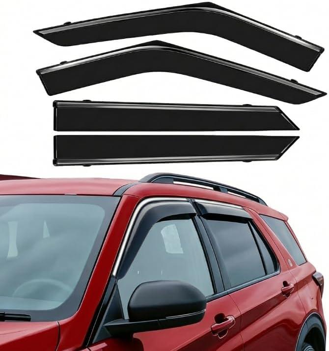 Window Visor Rain Guards for Ford Explorer 2020-2026 Out-Channel Window Deflectors Tape-On Sun Visor Accessories 4PCS (for 20-26)