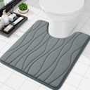 Buganda Memory Foam Toilet Rugs U-Shaped 24x20, Ultra Soft and Absorbent Bathroom Rugs, Non-Slip Toilet Bath Mat, Machine Wash Dry, Contour Bath Rugs for Toilet Base, Grey