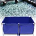 Canvas Fish Pond, Foldable Water Storage Pond Modern Blue Aquarium Fish Water Tank with T-Shaped Steel Frame, Rectangle Canvas Show Tank for The Cultivation of Lobster