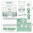 Baby Its Cold Outside Baby Shower Decorations, Green Winter Baby Shower Decorations Winter Wonderland Tablecloth Banner Backdrop Balloon Box Cupcake Topper Hanging Swirl for Boy Girl Gender Reveal