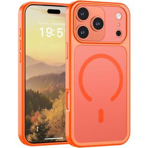 SUPFINE Magnetic for iPhone 17 Pro Max Case (Compatible with MagSafe)(Military Grade Drop Protection)(Camera Protection) Translucent Matte Shockproof Phone Cover,Orange