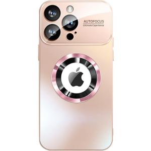 Magnetic Series Design for iPhone 15 Pro Max Case,[Compatible with MagSafe][Military Drop&Full Camera Lens Protector] Large Window Logo View Dust-Proof Matte Shockproof Cover,Pink