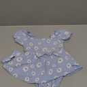 Baby Girls Floral Leotard Romper Newborn Daisy Playsuits Ruffled Sleeve Onesie Infant Jumpsuit Clothes Headband (A Blue, 6-12 Months)