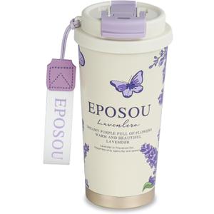 Travel Coffee Mug,leak proof travel mug tumbler with Flip Lid,Reusable Insulated Stainless Steel Cold&hot Brew,16oz,Gifts for Women Men Him Her,for Travel, Hydration, Sports(Lavender 2.0)