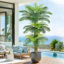 8.5ft Artificial Golden Cane Palm Tree - Large Triple Fake Palm Tree in Pot for Indoor/Outdoor, Patio, Pool, Big House, Office, Backyard, Home Decor - Green, Extra Tall