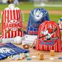 Woanger 36 Pcs Baseball Gift Bags 9.8 x 11.8 Inch Baseball Drawstring Party Favor Bag Fabric Goodie Candy Treat Snack Bags for Team Sport Ball Theme Birthday Party Supplies