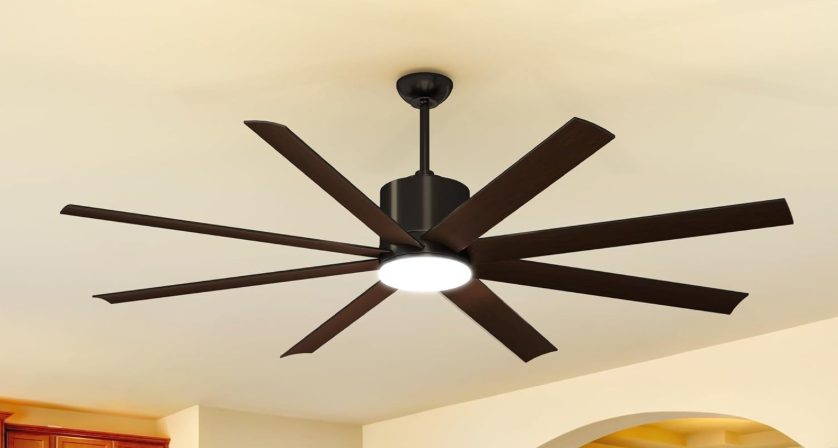 72 Inch Ceiling Fan with Light and Remote & App Control, Indoor Outdoor Ceiling Fan Light with 8500 CFM 6-Speed Strong Wind, 3 Colors Dimmable Reversible Quiet DC Motor, 8 Blades
