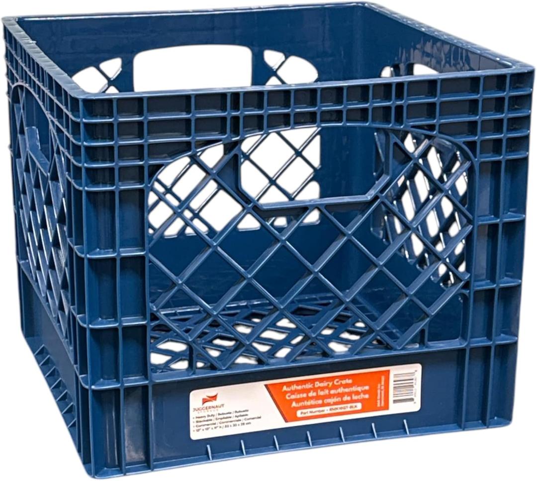 Juggernaut Storage 16QT Heavy-Duty Plastic Square Milk Crate Blue Juggernaut Storage 16QT Heavy-Duty Plastic Square Milk Crate Blue