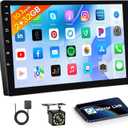 Hikity 10.1" Double Din Android 13 Car Stereo, Touch Screen Car Radio with GPS Navi/SWC/Bluetooth/WiFi/Mirror Link/FM + Backup Camera
