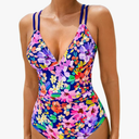 CUPSHE Women's One Piece Swimsuit V Neck Tummy Control Double Adjustable Straps Back Cutout O-Ring XS