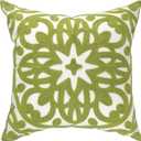 Alysheer Embroidered Summer Decorative Throw Pillow Covers 18"x18", Classic Boho Mandala Green Pattern Cotton Canvas Chic Accent Cushion Cases for Sofa Couch Bed Living Room Decor (Chartreuse Green)