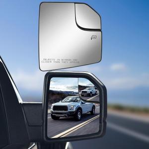 Passenger Side Mirror Glass Compatible with 2015 2016 2017 2018 2019 2020 F150 Right Side Heated Convex Mirror Glass with Blind Spot mirror Replace FL3Z17K707A FL3Z-17K707-A, FL3Z-17K707-B/C/D