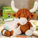 Faircosy Learn to Crochet Beginner Kit: All in One Highland Cow Crochet DIY Kit with Yarn, Crochet Hooks, Video Guide - Make Adorable Cow for Women, Teens & Adults - Great Learning Craft Gift