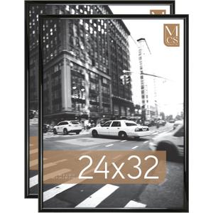 MCS Trendsetter 24x32 Poster Frame Black High-Gloss, Vertical & Horizontal Wall Hanging Large Picture Frame for Photos, Posters & Art Prints (2-Pack)