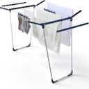 JS HANGER Extendable Clothes Drying Rack with Fold-Out Wings & Sock Clips, Expands from 41" to 67", Extra Wide Laundry Drying Rack Indoor Outdoor, Folding Rack for Clothes, Towels & Delicates