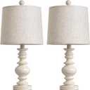 BOBOMOMO Tradition 20.5" Rustic Table Lamp Set of 2 for Living Room Farmhouse Bedside Desk Lamps Bedroom Nightstand Vintage Lamps Linen WashedSuitable for Decorating Small Areas