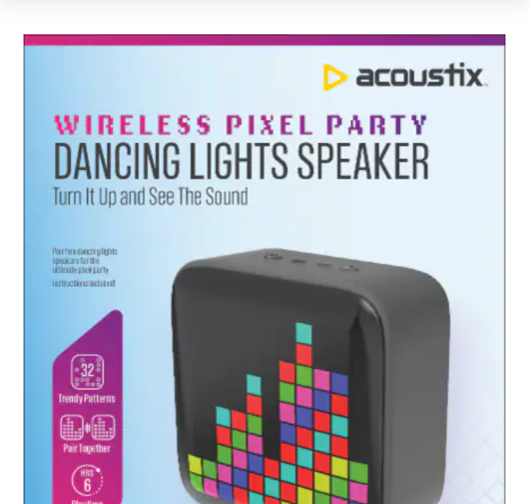 PlayersAcoustix Wireless Pixel Party Dancing Lights Speaker - Black PlayersAcoustix Wireless Pixel Party Dancing Lights Speaker - Black