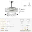 20" Silver Crystal Chandelier Ceiling Fan, Silver Caged Fandelier Ceiling Fan with Light, Modern Crystal Style 6-Speed Chandelier for Bedroom, Living Room, Nursery, Foyer.