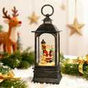Lighted Christmas Decorations Snow Globe Lantern with Music Santa Lamp Post LED Battery or USB Powered Christmas Musical Lantern Holiday Decor Gift Village Display for Home Table Ornament