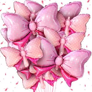 KatchOn Huge Pink Bow Balloons - 35 Inch, Pack of 10 | Foil Balloons for Girls | Free Throws or Pink Bows Gender Reveal, Baby Shower Decorations