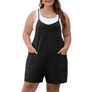 OLRIK Womens 2025 Summer Plus Size Romper Adjustable Spaghetti Strap Jumpsuits With Pockets Sleeveless Casual Overall Shorts (3X, Black) OLRIK Womens 2025 Summer Plus Size Romper Adjustable Spaghetti Strap Jumpsuits With Pockets Sleeveless Casual Overall Shorts (3X, Black)