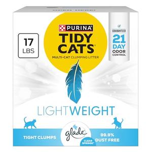Purina Tidy Cats Low Dust, Multi Cat, Clumping Cat Litter Odor Control Formula, LightWeight Glade Clear Springs - 17 lb. Box