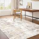 3x4 Washable Area Rug Beige Grey Abstract Entryway Office Throw Rug Neutral Modern Non Slip Soft Low Pile Small Carpet for Kitchen Living Room Bedroom Entrance
