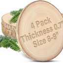 4pcs Wood Slices for Centerpieces 8-9inchs-Christmas Rustic Wood Circles Wedding Table Decor-Unfinished Baby Shower Wood Rounds for DIY Crafts