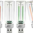 4 PCS USB Car Night Light,Touch Dimmable Mini LED Lights,Portable Retro Glass Bottle Decorative Lights for Car Interior, Bedroom,Hallway & Party Decor (Red&Blue&Green&Purple)