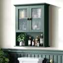Medicine Cabinet Wall Mounted, Bathroom Storage Wall Cabinet with Tempered Glass Door Over Toilet Storage Cabinet Wall Mounted Organizer Above Toilet Storage Cabinet (Forest Green)