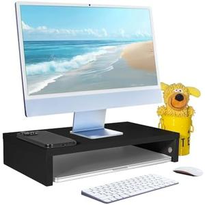 hcreat Monitor Stand Riser, Computer Stand, Desk Organizers and Accessories, Laptop Shelf Computer Monitor Riser with Storage for TV Screen PC Printer (Black-15.75inch)