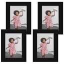 Renditions Gallery Photo Frames 3.5x5 inch Picture Frame Set of 4 High-end Modern Style, Made of Solid Wood and High Definition Glass Ready for Wall and Tabletop Photo Display, Black Frame (3.5"x5")