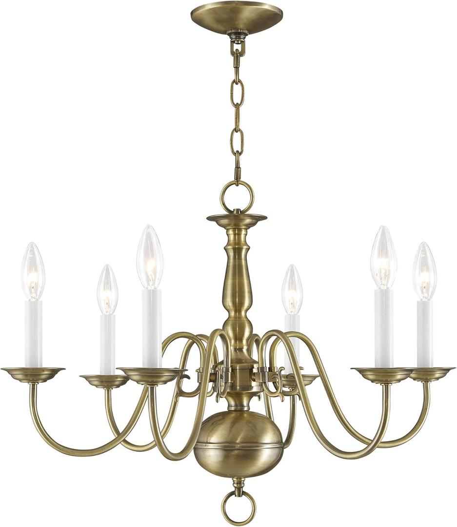 Livex Lighting 5006-01 Williamsburgh 6 Light Antique Brass Chandelier