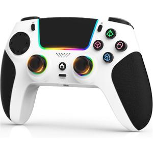 LED Wireless Controller for PS5,with PS5 Pro/PC/iOS/Android/MAC/Steam Deck, Halleffect joysticks/ Programmable/Dual Vibration/ Turbo & Macro /8 Color RGB Lighting/1000mAh Battery,3.5mm Audio Jack/6Axis Motion Contro Gamepad